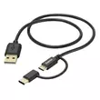 Kép 1/3 - Adatkábel HAMA USB-A + Micro-USB/USB-C 2in1 1m fekete