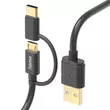 Kép 2/3 - Adatkábel HAMA USB-A + Micro-USB/USB-C 2in1 1m fekete