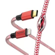 Kép 1/2 - Adatkábel HAMA Reflective USB-C/Lightning 1,5m piros
