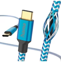 Adatkábel HAMA Reflective USB-C 1,5m kék