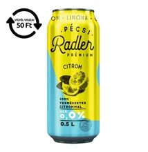 Alkoholmentes sör PÉCSI RADLER citrom 0,0% 500 ml DRS