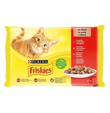 Állateledel alutasakos PURINA Friskies macskáknak csirke-marha-bárány-kacsa 4x85g