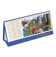 Asztali naptár képes CSÍZIÓ álló fehér lapos idézetes bőr hatású Öko hátlap kék 2026.