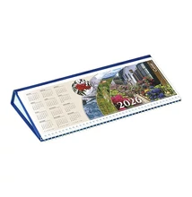 Asztali naptár képes CSÍZIÓ fekvő fehér lapos idézetes bőr hatású Öko hátlap kék 2026.