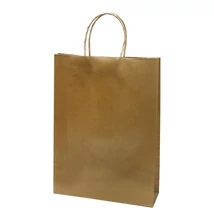 Dísztasak CREATIVE Classic Simple L 26x35x8 cm kraft egyszínű arany sodort füles