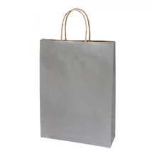 Dísztasak CREATIVE Classic Simple L 26x35x8 cm kraft egyszínű ezüst sodort füles