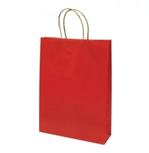 Dísztasak CREATIVE Classic Simple L 26x35x8 cm kraft egyszínű piros sodort füles