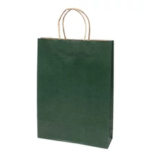 Dísztasak CREATIVE Classic Simple L 26x35x8 cm kraft egyszínű sötétzöld sodort füles