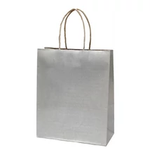 Dísztasak CREATIVE Classic Simple M 22x25x10 cm kraft egyszínű ezüst sodort füles