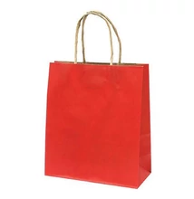 Dísztasak CREATIVE Classic Simple M 22x25x10 cm kraft egyszínű piros sodort füles