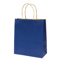 Dísztasak CREATIVE Classic Simple M 22x25x10 cm kraft egyszínű sötétkék sodort füles