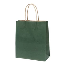 Dísztasak CREATIVE Classic Simple M 22x25x10 cm kraft egyszínű sötétzöld sodort füles