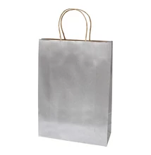 Dísztasak CREATIVE Classic Simple XL 31x42x11 cm kraft egyszínű ezüst sodort füles