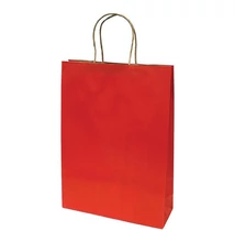 Dísztasak CREATIVE Classic Simple XL 31x42x11 cm kraft egyszínű piros sodort füles