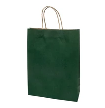 Dísztasak CREATIVE Classic Simple XL 31x42x11 cm kraft egyszínű sötétzöld sodort füles