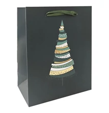 Dísztasak CREATIVE Deluxe Plus M 18x23x10 cm karácsonyi matt fóliás fehér sodort füles