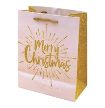 Dísztasak CREATIVE Luxury XL 31x42x12 cm karácsonyi arany mintás matt glitteres zsinórfüles