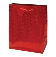 Dísztasak CREATIVE Special Hologram L 26x32x12 cm egyszínű piros sodort füles