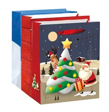 Dísztasak CREATIVE Special M 18x23x10 cm karácsonyi gyerek mintával színes fényes szalagfüles