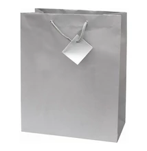 Dísztasak CREATIVE Special Simple L 26x32x12 cm egyszínű ezüst zsinórfüles