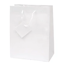 Dísztasak CREATIVE Special Simple M 18cm x 23cm x 10 cm egyszínű fehér zsinórfüles