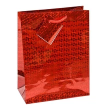 Dísztasak CREATIVE Special Hologram M 18x23x10 cm egyszínű piros sodort füles