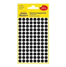 Etikett AVERY 3009 jelölőpont 8mm fekete 416 darabos