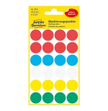 Etikett AVERY 3089 öntapadó jelölőpont vegyes 5 szín 18 mm 96 jelölőpont/csomag