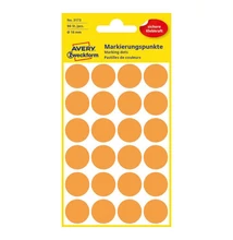 Etikett AVERY 3173 jelölőpont 18mm neon narancs 96 darabos