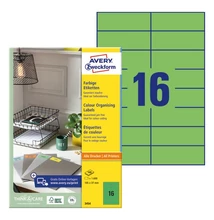 Etikett AVERY 3454 105x37mm univerzális zöld 1600 címke/doboz 100 ív/doboz