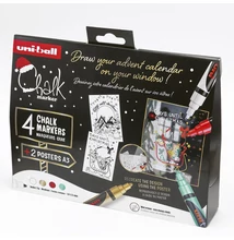 Folyékony kréta UNI PWE-5M Karácsonyi kiadás Tradicionális színek 4 darabos