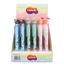 Golyóstoll NEBULO nyomógombos 0,5mm karácsony-1 sapkás állatok