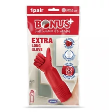 Gumikesztyű BONUS háztartási latex extra hosszú piros L