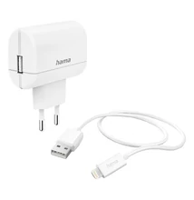 Hálózati adapter HAMA USB-A 12W + Lightning kábel fehér