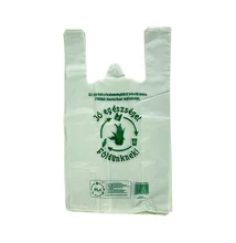 Ingvállas táska lebomló PLA 24x45x12cm vékony Jó egészséget Földünknek felirattal 100 darabos