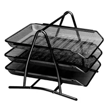 Irattartó tálca fémhálós 3 szintes fekete