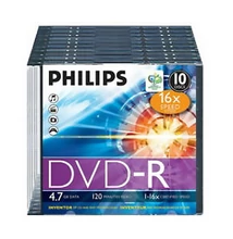 Írható DVD-R PHILIPS 4,7GB 16X slim tok