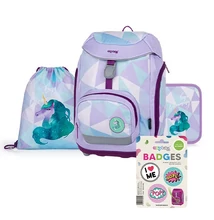 Iskolatáska szett OXY SHERPY 4 részes Unicorn tolltartóval, tornazsákkal és cserélhető matricával
