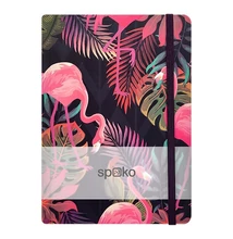 Jegyzetfüzet vonalas SPOKO A/5 96 lapos gumis keményfedeles flamingó