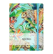 Jegyzetfüzet vonalas SPOKO A/5 96 lapos gumis keményfedeles gepárd