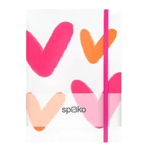 Jegyzetfüzet vonalas SPOKO A/5 96 lapos gumis keményfedeles nagy szív