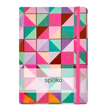 Jegyzetfüzet vonalas SPOKO A/5 96 lapos gumis keményfedeles színes mozaik