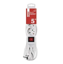 Kábel hosszabbító EMOS 3 aljzat 5m kapcsolóval fehér