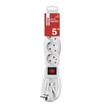 Kábel hosszabbító EMOS 4 aljzat 5m kapcsolóval fehér