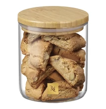 Kávékapszula tartó üveg bambuszfedéllel