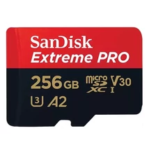 Memóriakártya SANDISK microSDXC Extreme PRO U3 V30 256 GB  + adapter