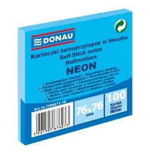 Öntapadós jegyzettömb DONAU 76x76 mm 100 lap neon kék