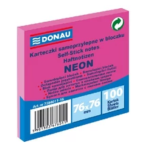 Öntapadós jegyzettömb DONAU 76x76 mm 100 lap neon rózsaszín