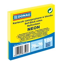 Öntapadós jegyzettömb DONAU 76x76 mm 100 lap neon sárga