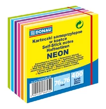 Öntapadós jegyzettömb DONAU 76x76 mm 400 lap vegyes neon színek 11 rétegű